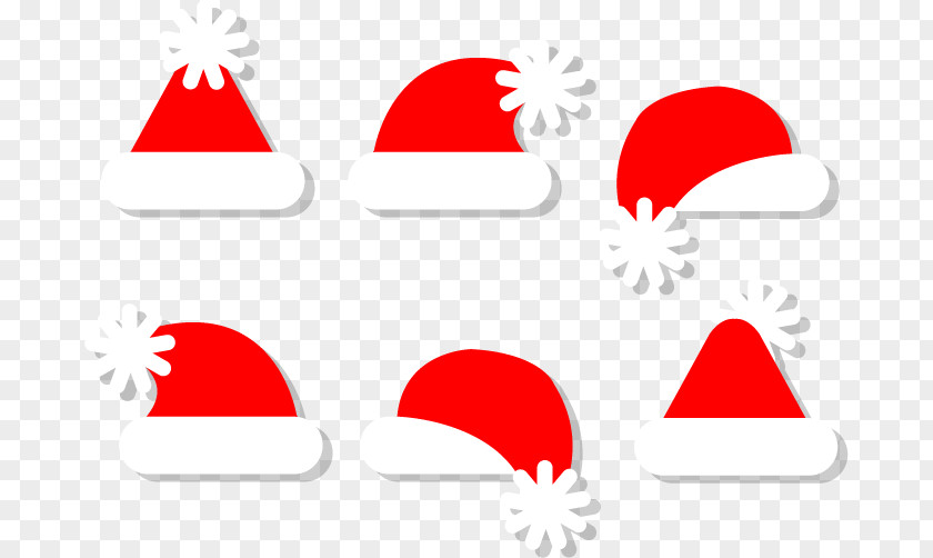 Six Red Christmas Hat Santa Claus Bonnet PNG