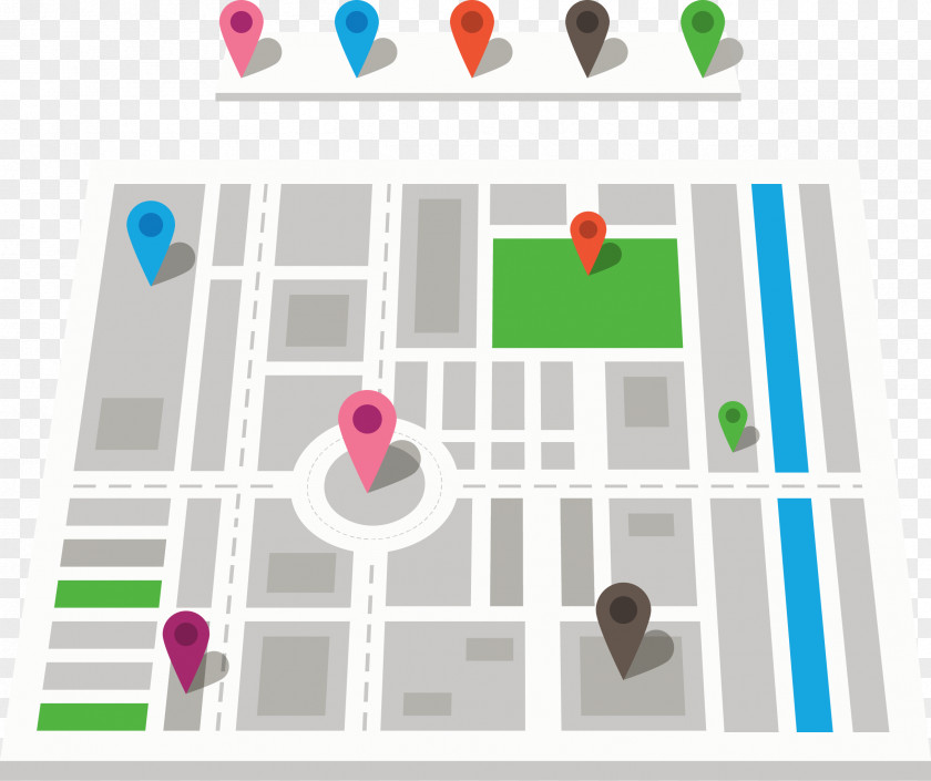 City Street Map GPS Navigation Device Euclidean Vector Icon PNG