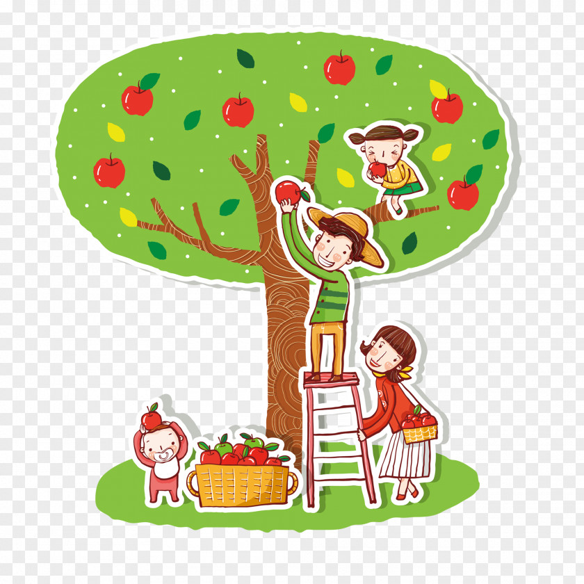 Family Cartoon Auglis Apple Illustration PNG