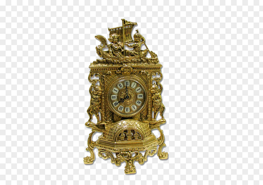 Gilt Bronze Retro Alarm Clock Antique Wing Chair Furniture Clip Art PNG