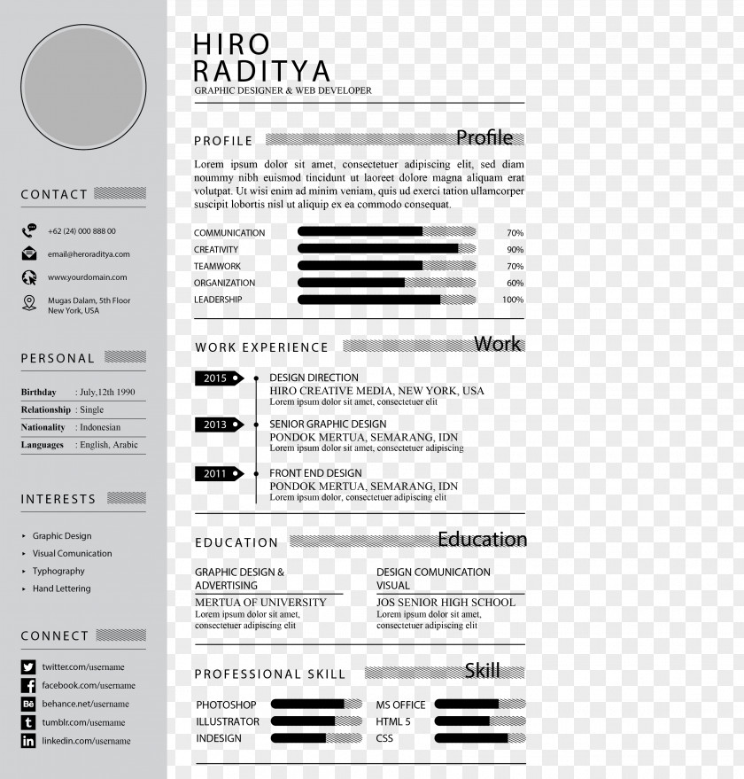 Light Gray Resume Template Brand Font PNG
