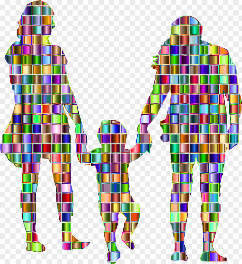 Mosaic Family Silhouette Child PNG
