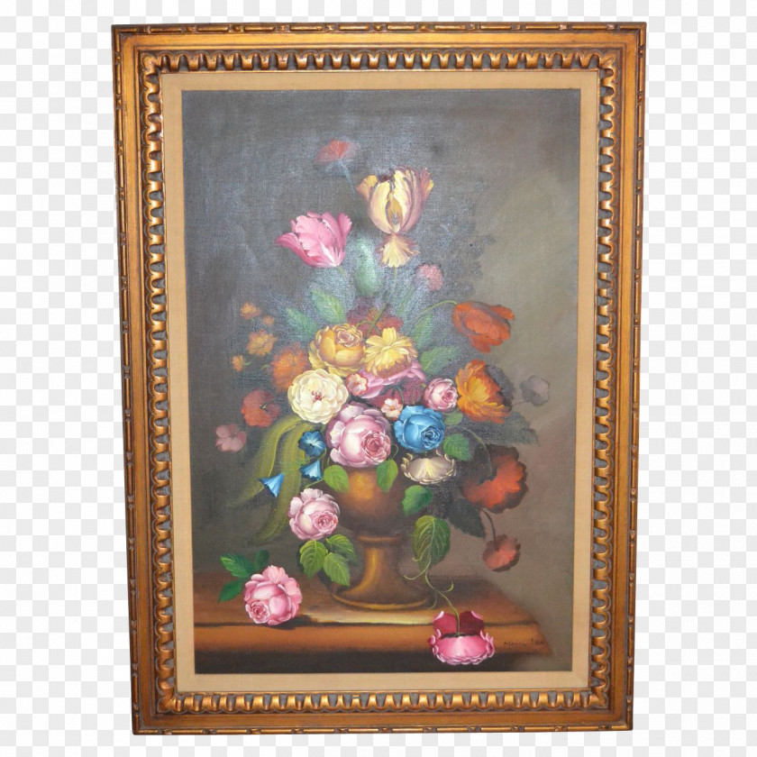 Painting Still Life With Flowers On A Marble Tabletop Vase Of Oil PNG