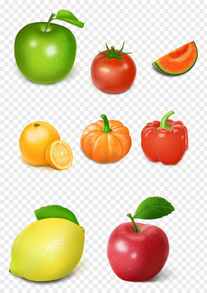 Collection Of Vegetables And Fruits A Single Creative Tomato Manzana Verde Apple Fruit Vegetable PNG