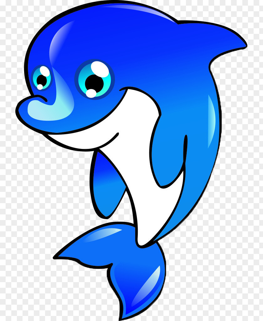 Blue Dolphin Cartoon Illustration PNG