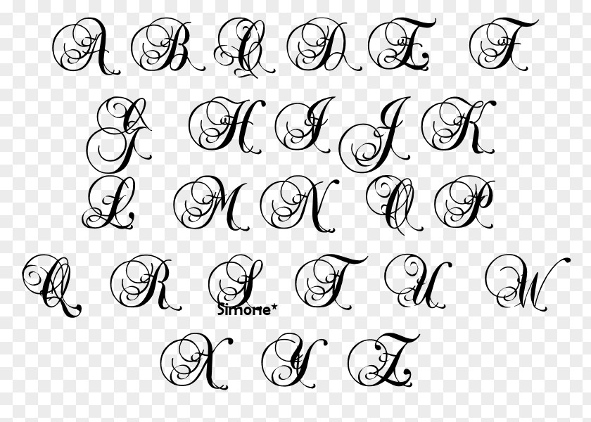 Cursive Letter Calligraphy All Caps Font PNG