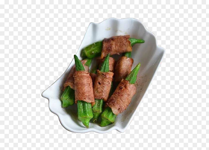 Okra Bacon Roll Sausage Vegetarian Cuisine PNG