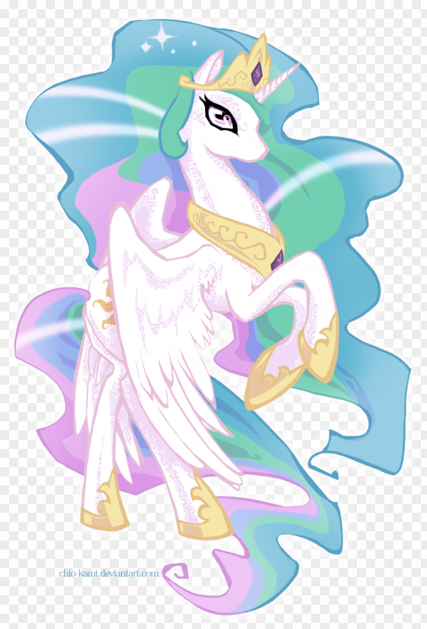 Celestia Magic Pony Princess DeviantArt Winged Unicorn Illustration PNG