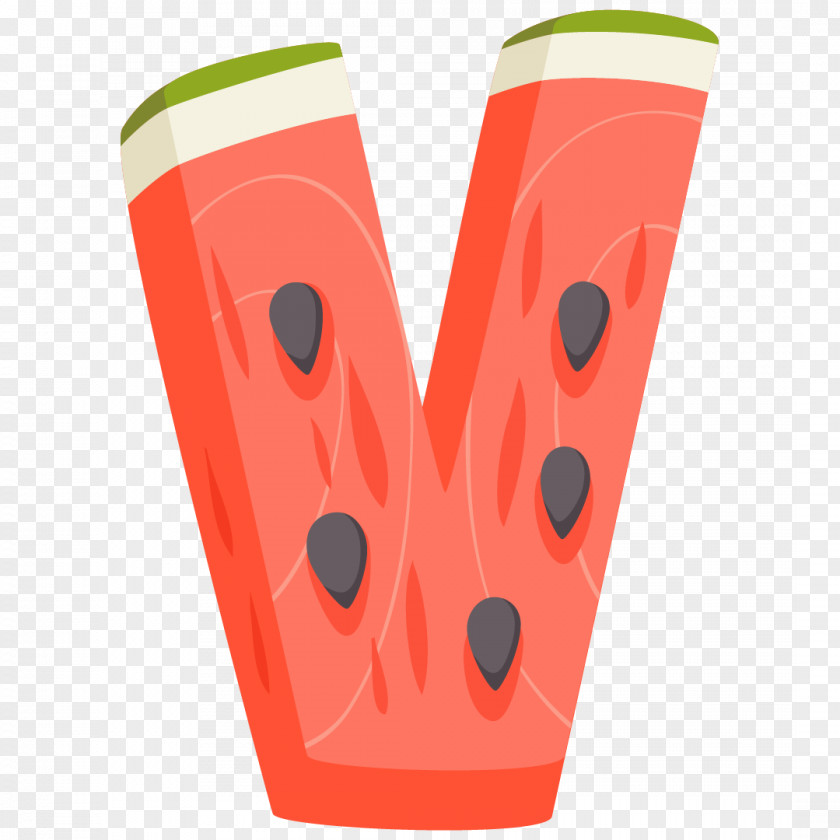 V Fruit Strawberry Watermelon Letter PNG