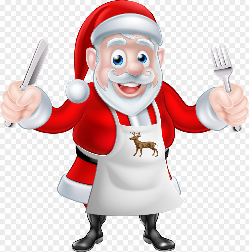 Vector Santa Claus Chef Cooking Christmas PNG