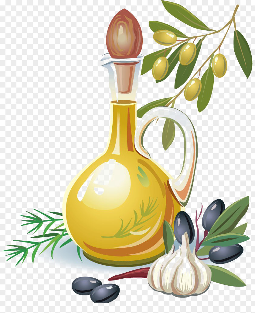 Watercolor Painted Wine Material Olive Oil Clip Art PNG