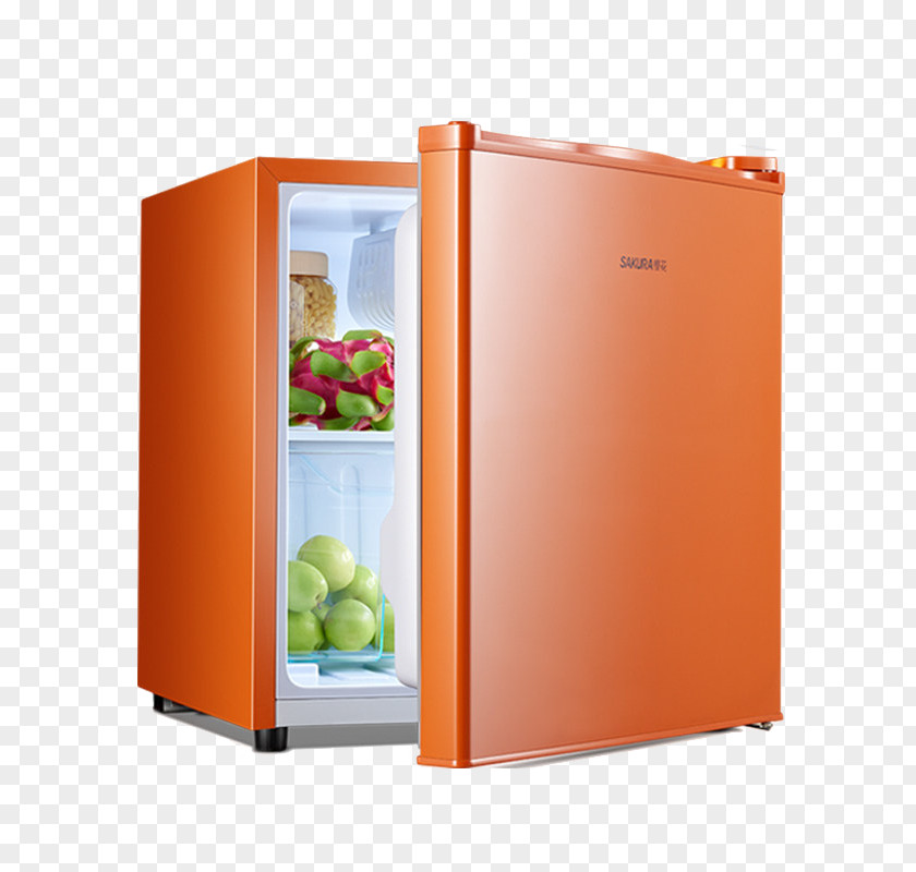 Orange Single Door Refrigerator Home Appliance PNG