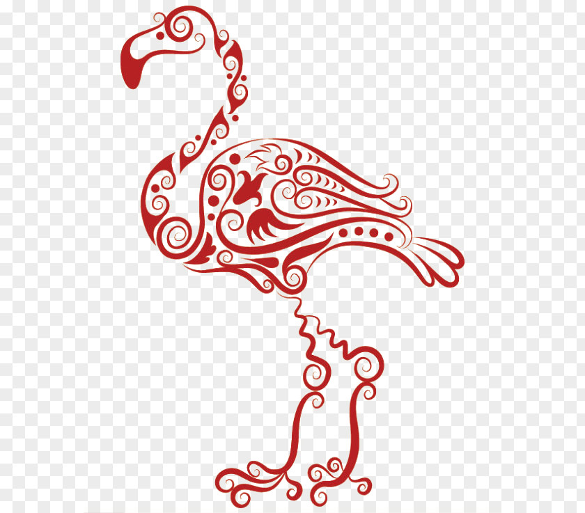 Red Flamingo Tattoo Drawing Illustration PNG