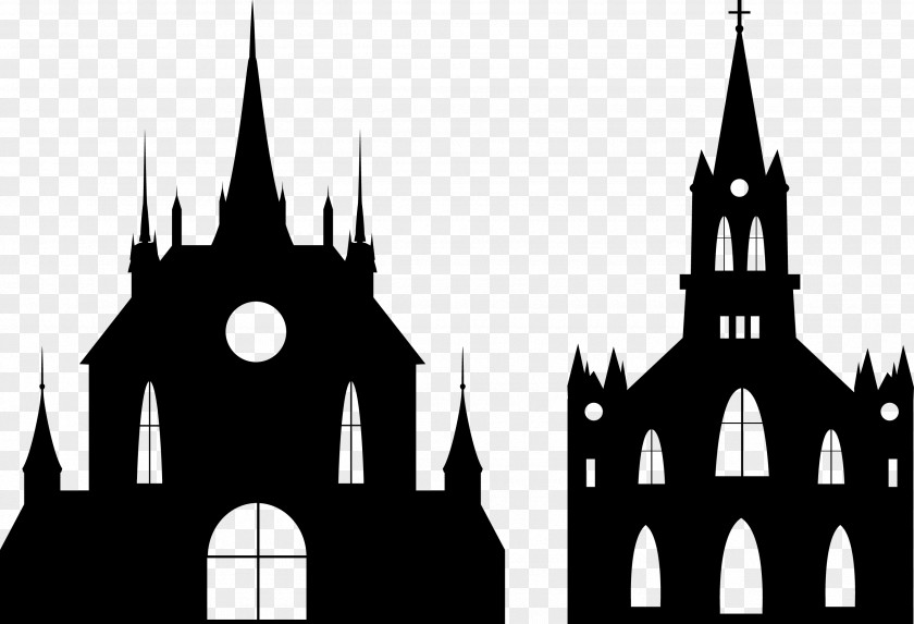 Black Church Gothic Vector Castle Euclidean Illustration PNG