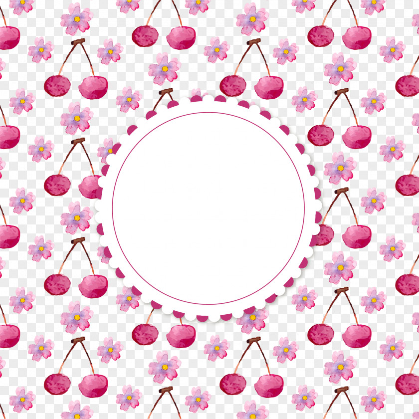 Vector Watercolor Cherry Frame PNG