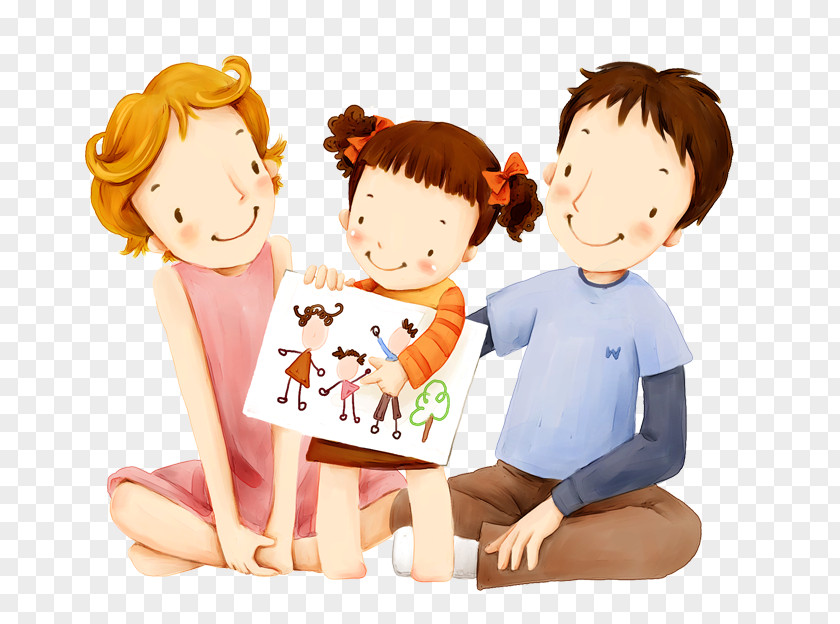 Lovely Family Drawing Cartoon PNG