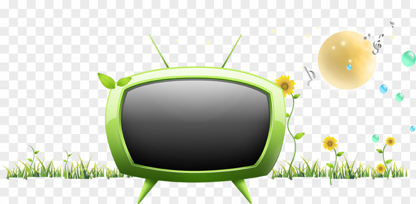 TV And Green Flowers Television Download Computer File PNG
