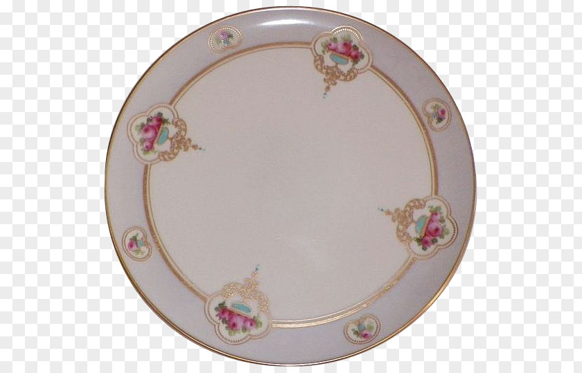 Hand-painted Cake Plate Porcelain Oval Pink M PNG