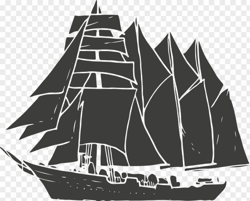 Old Sailing Ship Brigantine Schooner Barque Galleon PNG