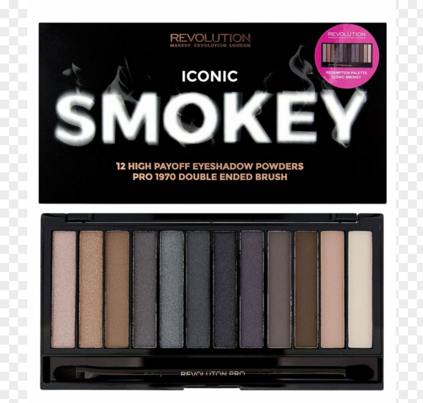 Eye Makeup Revolution Iconic Smokey Eyeshadow Palette Shadow 3 Cosmetics Pro 2 PNG