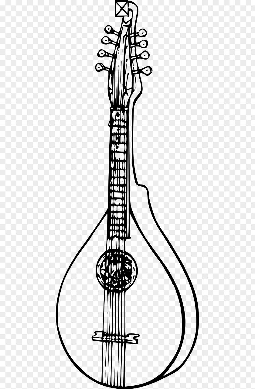 Musical Instruments Plucked String Instrument Black And White Mandolin Clip Art PNG