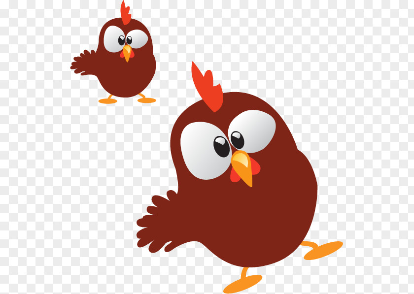 Vector Brown Cute Chick Chicken Rooster Pecking Order Illustration PNG