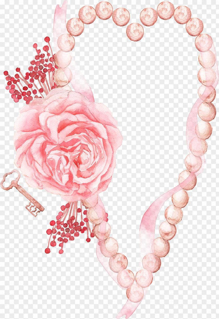 Watercolor Flower Necklace Key Color Painting PNG