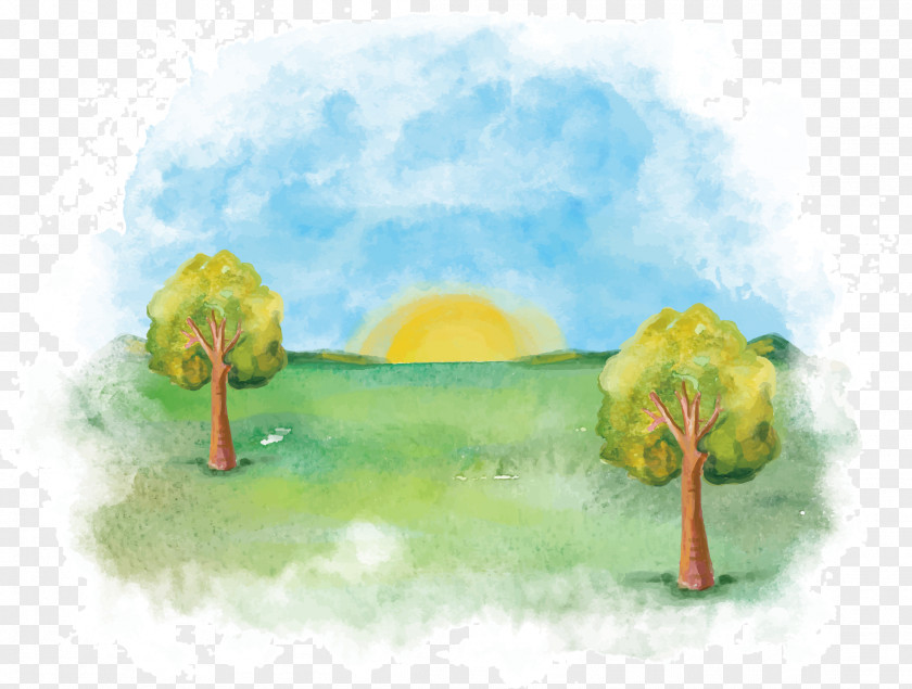 Watercolor Forest Vector PNG