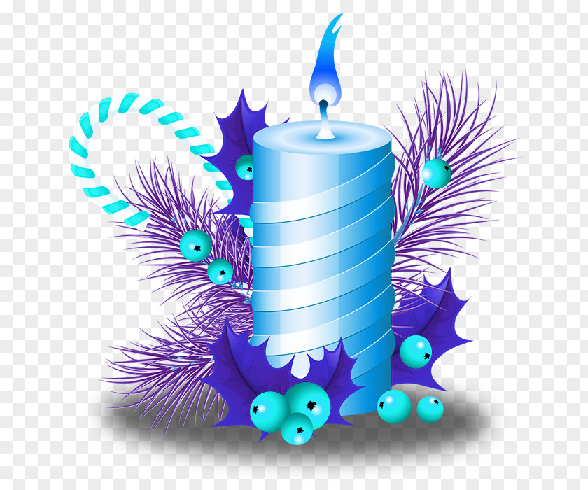Creative Hand-painted Blue Candle PNG