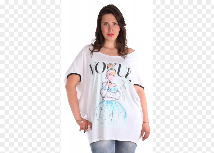 Fashion Woman Printing T-shirt Shoulder Sleeve PNG