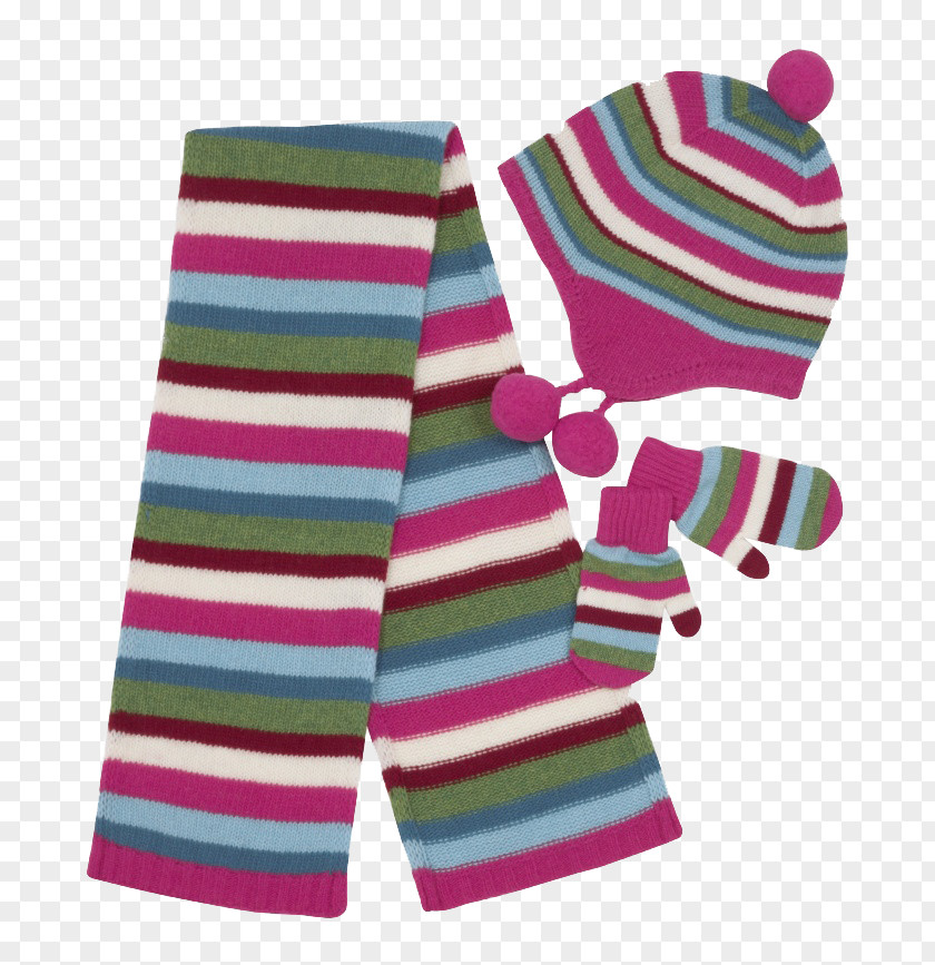 Striped Dress Scarf Hat Glove Clip Art PNG