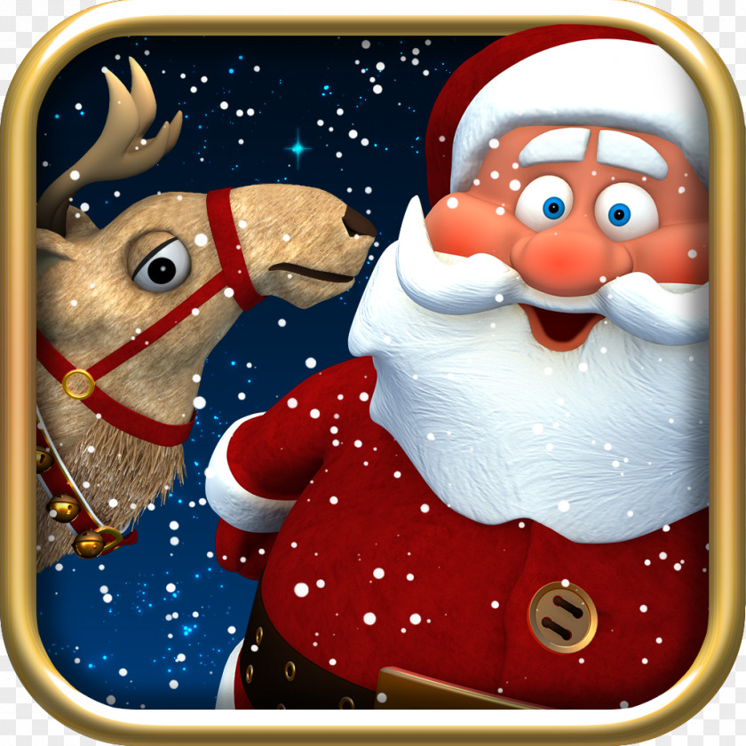 Cartoon Christmas Reindeer Wink Santa Claus Ornament Maze Game Icon PNG