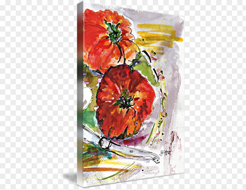 Watercolor Tomato Floral Design Painting Still Life Photography Acrylic Paint PNG