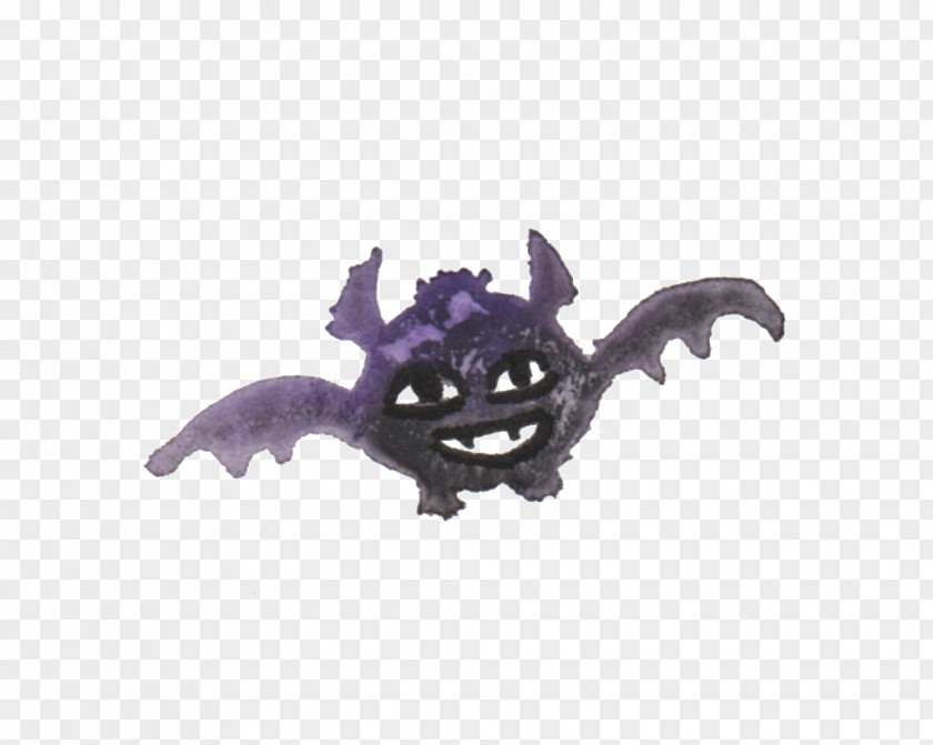 Bat Watercolor Purple Figurine PNG