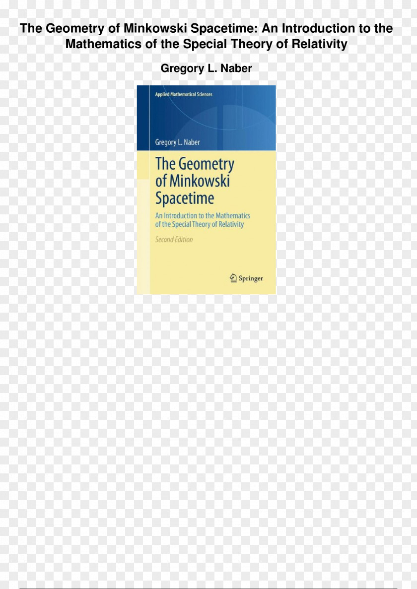 Mathematics The Geometry Of Minkowski Spacetime Special Relativity PNG