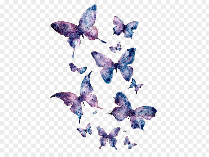 Purple Butterfly Paper Watercolor Painting Art PNG