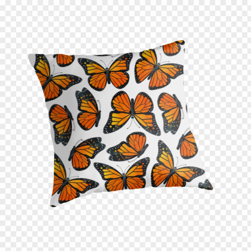 Red Butterfly Monarch Nymphalidae Pollinator Throw Pillows PNG