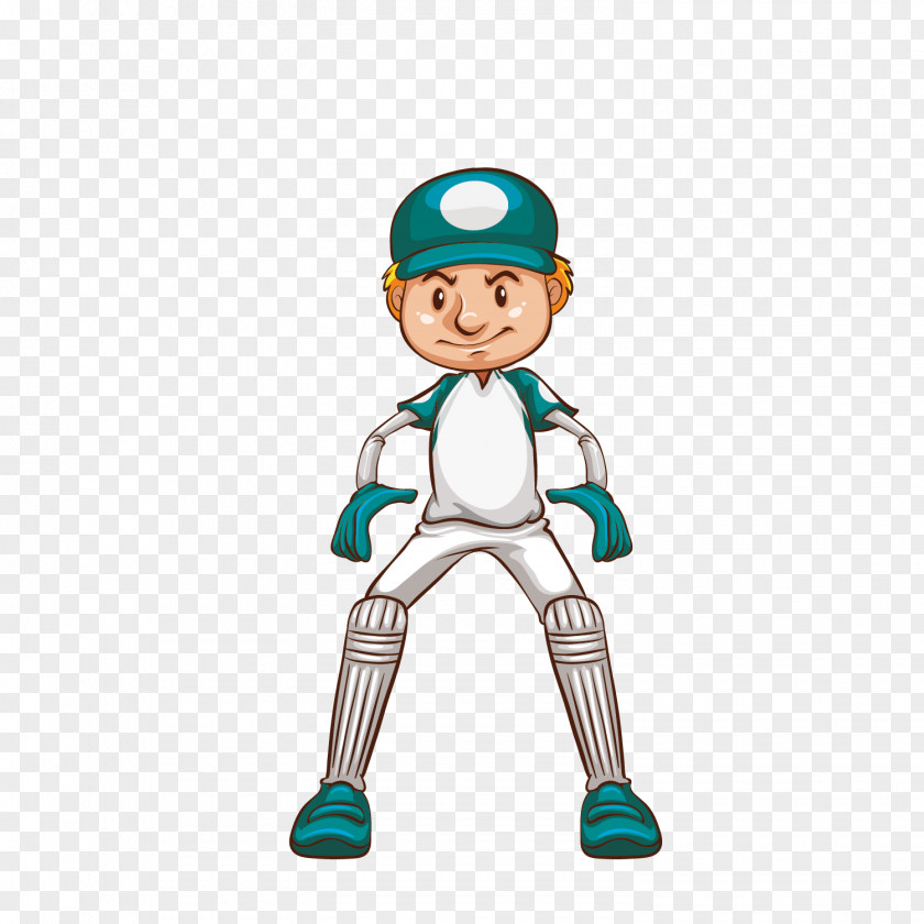 Vector Cartoon Sports Boy Illustration Cricket Drawing Sketch PNG