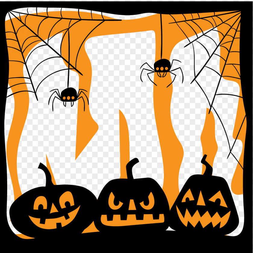 Pumpkin And Spider Vector Web Halloween Clip Art PNG