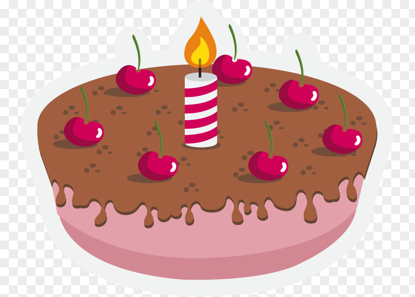 Vector Cherry Cake Birthday Chocolate Torte Cheesecake PNG