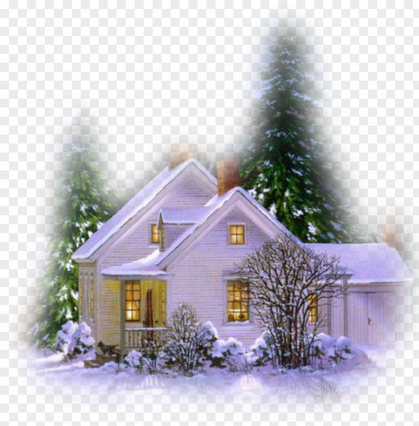 Cottage Christmas Clip Art PNG