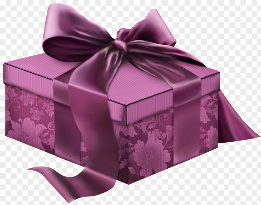 Purple Ribbon Gift Box Wrapping Clip Art PNG