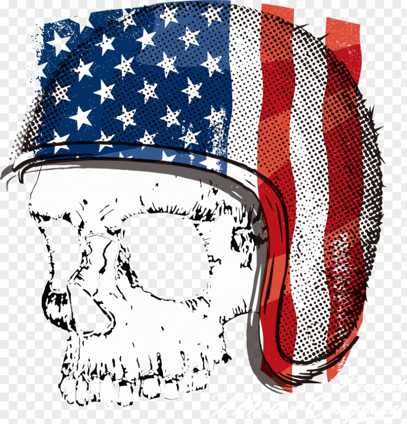 Vector Flag Skull Print T-shirt Motorcycle Helmet Of The United States PNG