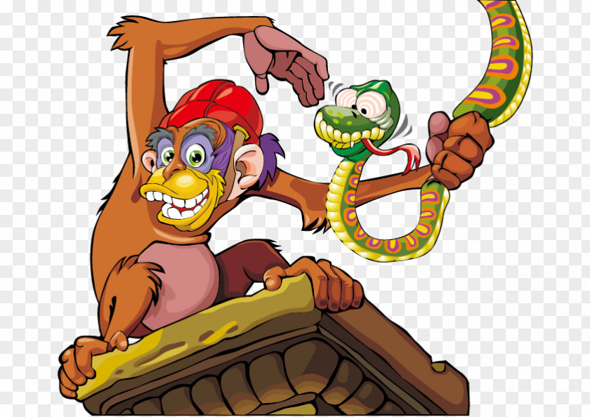 Vector Monkey Snake Ape Chimpanzee Clip Art PNG