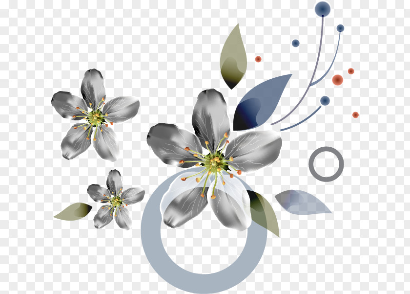 Hand-painted Flowers Circle Pattern Flower Wreath PNG