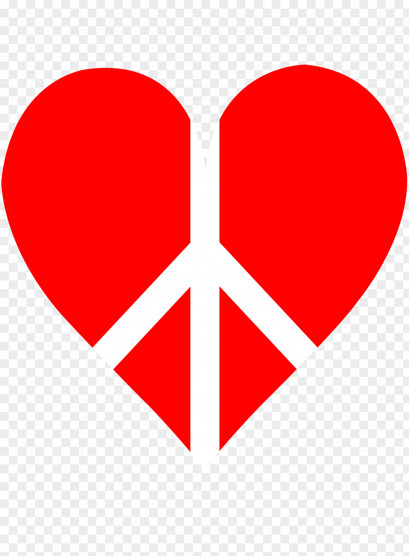 Image Of Red Heart Peace Symbols Clip Art PNG