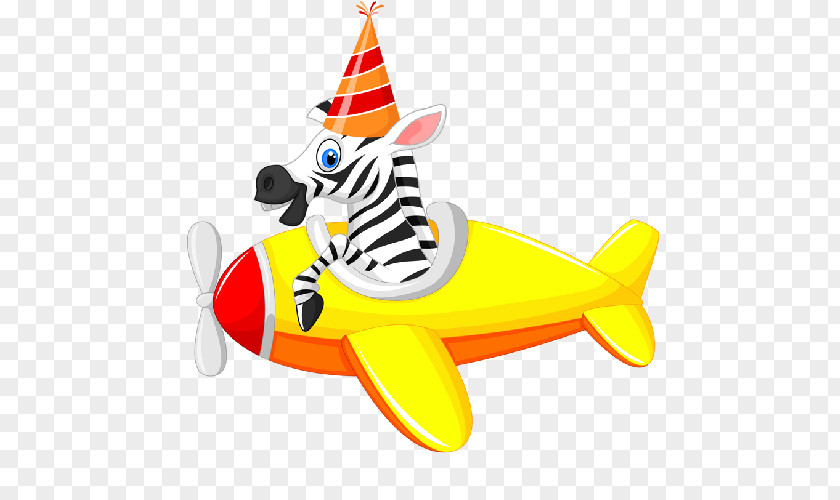 Cartoon Zebra Airplane Funny Animal Air Transportation Clip Art PNG