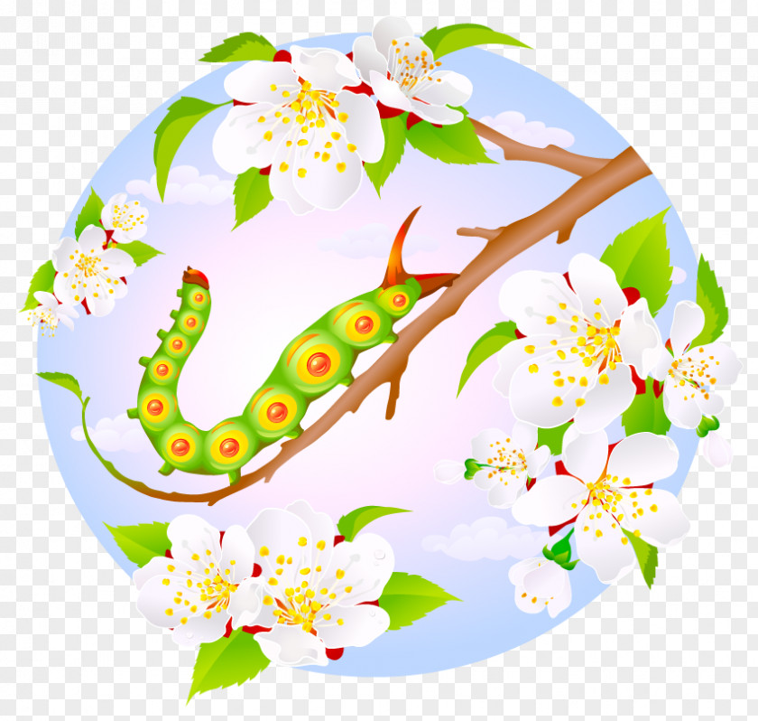Flowers And Insects Insect Caterpillar Cartoon Illustration PNG