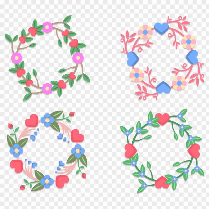 Geometry And Garlands Of Flowers Vector Material Euclidean Flower Garland PNG