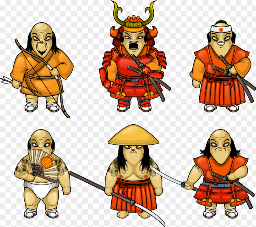 Vector Japanese Cartoon Samurai Warrior Ninja PNG